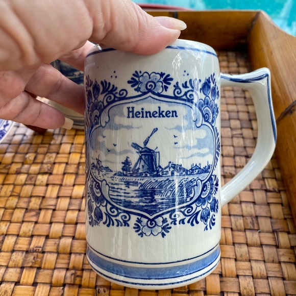 VTG Delft Blue GKB Handscreened Heineken Beer Steins & Delft Blue Delfino Plate - Picture 3 of 10